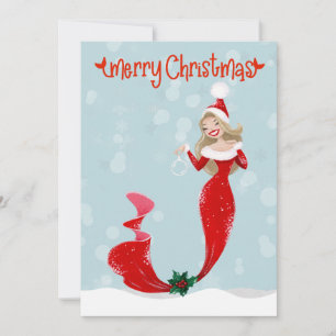 Cartão De Festividades Sereia Bolhas Natal Férias