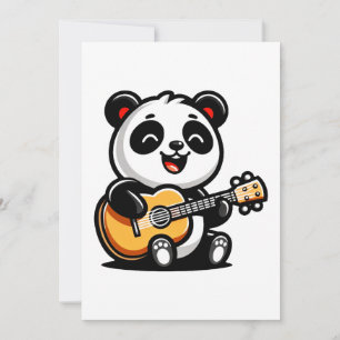 Cartão De Festividades Serenata Melódica de Panda - Arte de Violão Acústi