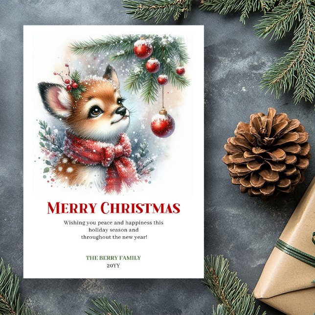 Cartão De Festividades Serene Winter Fawn Snowy Forest Xmas Greeting Xmas (Serene Winter Fawn Snowy Forest Xmas Greeting Xmas Card)