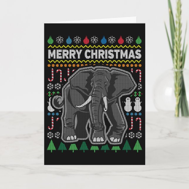 Cartão De Festividades Série "Edphant Ugly Christmas Sweater" (Frente)