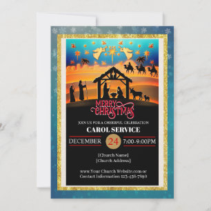 Cartão De Festividades Serviço de Natais da Igreja Cristã Religiosa