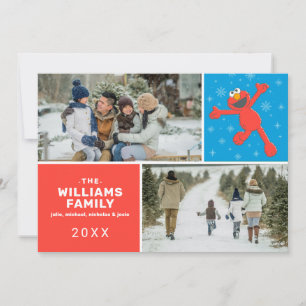 Cartão De Festividades Sesame Street   Elmo Foto de Família do Floco de N