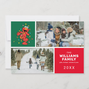 Cartão De Festividades Sesame Street   Foto de Natal da Família do Elmo