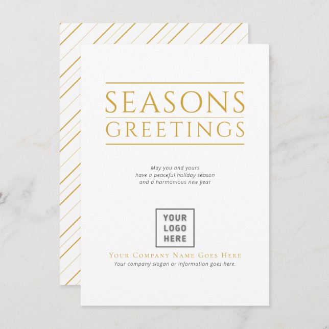 Cartão De Festividades Sessões Saudações Logotipo Dourado Strips Negócios (Frente/Verso)