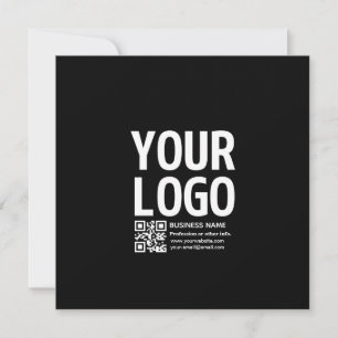 Cartão De Festividades Seu logotipo c/ código QR editável & Texto