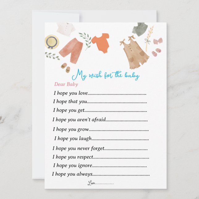 Cartão De Festividades Sexo revela desejos de jogos de festa para o bebê (Frente)