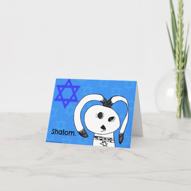 Cartão De Festividades Shalom! Hanukkah Dog Greeting Card (Frente)