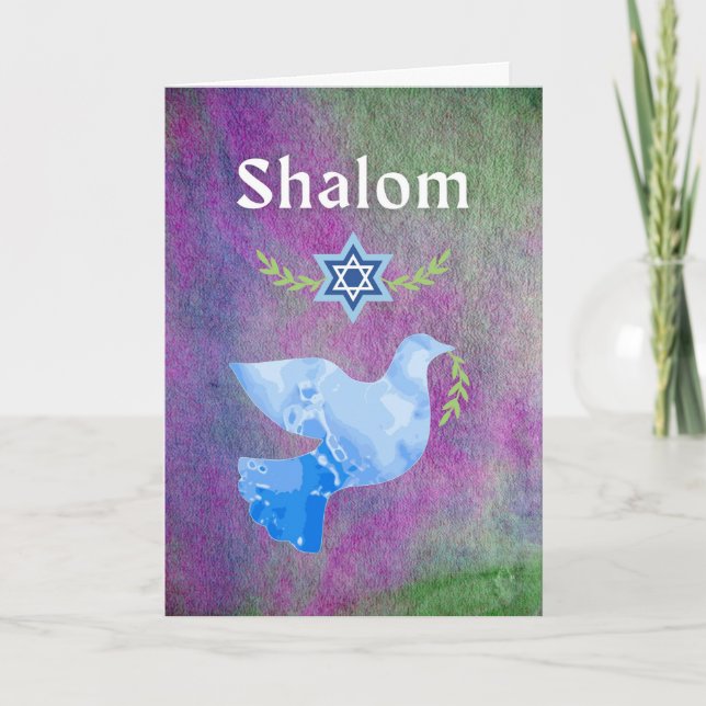 Cartão De Festividades Shalom para o Rosh Hashanah Pombo da Paz (Frente)