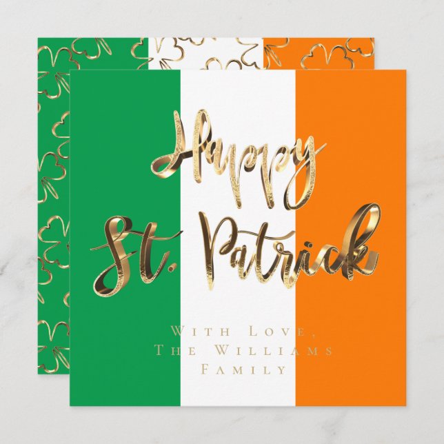 Cartão De Festividades Shamrock Clovers Pattern Happy Rua. Dia de Patrick (Frente/Verso)