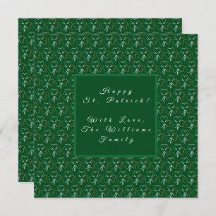Cartão De Festividades Shamrock Green Clovers Patterin Happy Rua. Patrick