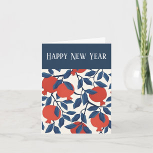 Cartão De Festividades Shana Tova Design Botânico de Romã Elegante