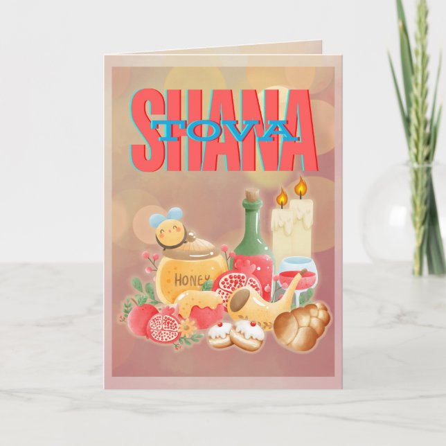 Cartão De Festividades Shana Tovah para um Ano Novo doce / Rosh Hashanah (Frente)