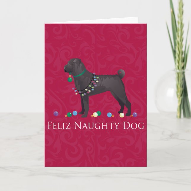 Cartão De Festividades Shar Chinês Pei Feliz Cachorro Malvado Desenho de  (Frente)
