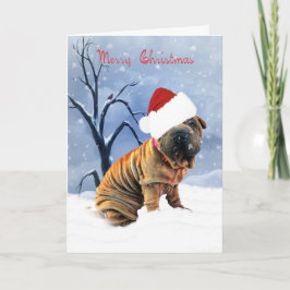 Cartão De Festividades Shar-Pei Merry Christmas Card - Shar-Pei In A Chri