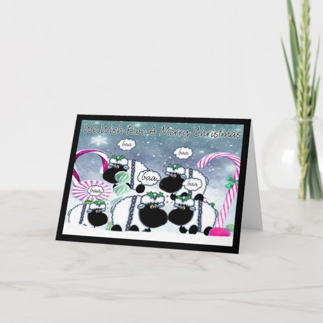 Cartão De Festividades Sheep Christmas Card - We Wish Ewe A Merry Christm (Frente)
