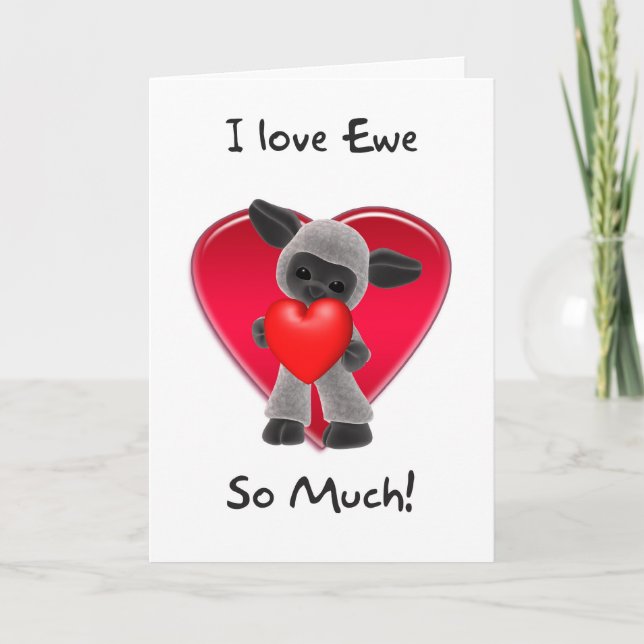 Cartão De Festividades Sheep Valentine's Day Card - I Love You So Much (Frente)