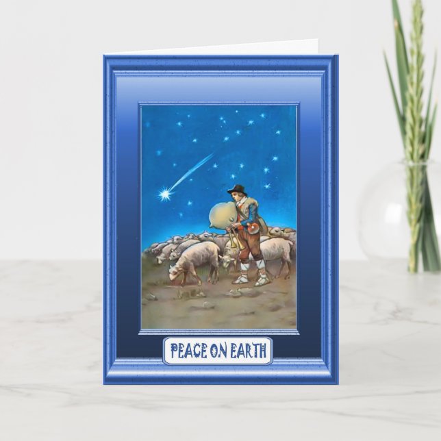 Cartão De Festividades Sheep with their shepherd (Frente)