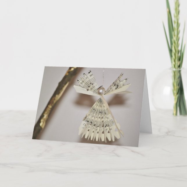 Cartão De Festividades Sheet Music Notes Christmas Angel Pearl (Frente)