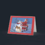 Cartão De Festividades Sheltie Christmas Card Papais noeis e Snowman<br><div class="desc">Lembrar a família e os amigos durante o feriado é uma maneira maravilhosa de manter contato com as pessoas que você ama e se importa. Criei estes cartões de natal de cães com amor e cuidado e tenho a certeza de que qualquer pessoa que ame cães ficará encantada em recebê-los....</div>