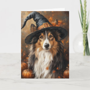 Cartão De Festividades Sheltie Witch Halloween
