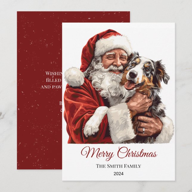 Cartão De Festividades Shepherd Dog Papai Noel Natal australiano (Frente/Verso)