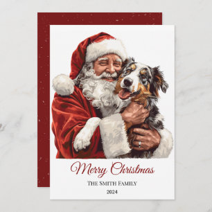 Cartão De Festividades Shepherd Dog Papai Noel Natal australiano