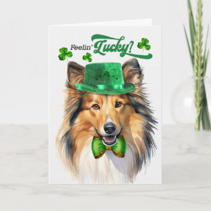 Cartão De Festividades Shetland Sheepdog Feelin' Lucky Dia de São Patríci