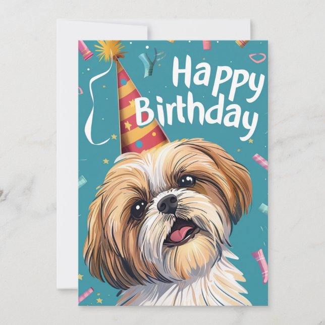 Cartão De Festividades Shi Tzu Happy Birthday (Frente)