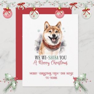 Cartão De Festividades Shiba Inu Natal Caprichoso  