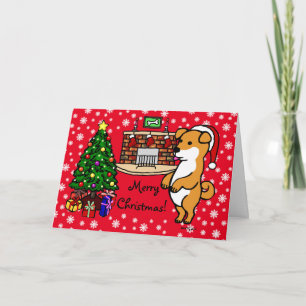 Cartão De Festividades Shiba Inu Papais noeis de Natal Vermelhas