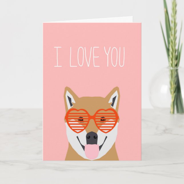 Cartão De Festividades Shiba Inu Valentines - Love you Love Card Love Dog (Frente)