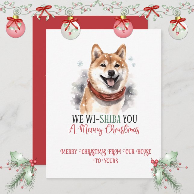 Cartão De Festividades Shiba Inu Whimsical Christmas | (Criador carregado)