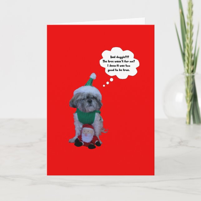 Cartão De Festividades Shih Tzu Bad Doggie Christmas Card (Frente)