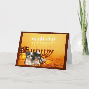 Cartão De Festividades Shih Tzu Chanukah Card Menorah