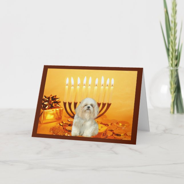 Cartão De Festividades Shih Tzu Chanukah Card Menorah (Frente)