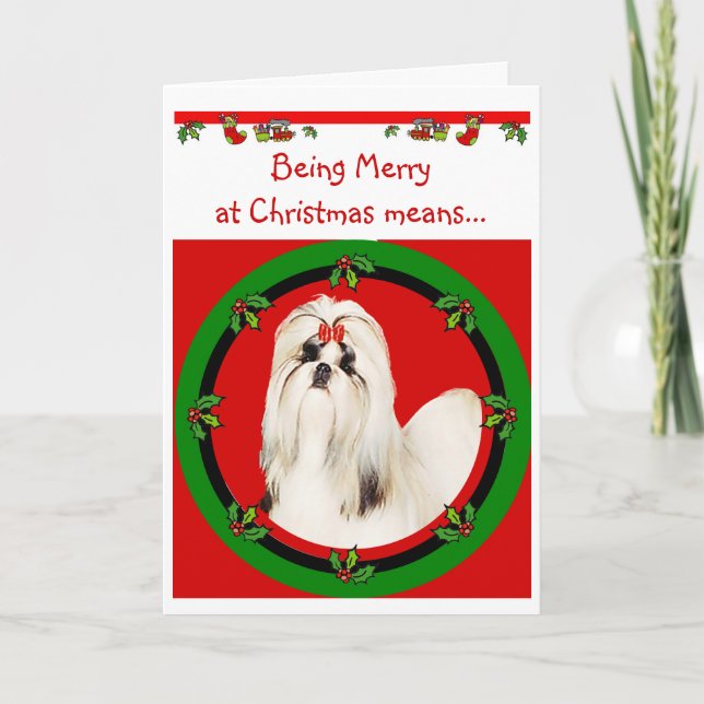 Cartão De Festividades Shih Tzu Christmas Card (Frente)