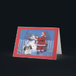 Cartão De Festividades Shih Tzu Christmas Card Santa and Snowman<br><div class="desc">Remembering family and friends during the holiday season is a wonderful way to keep in touch with the people you love and care about. I created these dog holiday cards with love and care and I am sure anyone who loves dogs will be delighted to receive them. You do have...</div>