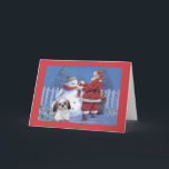 Cartão De Festividades Shih Tzu Christmas Card Santa and Snowman<br><div class="desc">Remembering family and friends during the holiday season is a wonderful way to keep in touch with the people you love and care about. I created these dog holiday cards with love and care and I am sure anyone who loves dogs will be delighted to receive them. You do have...</div>