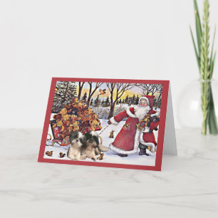 Cartão De Festividades Shih Tzu Christmas Card Santa Bears In Sleigh