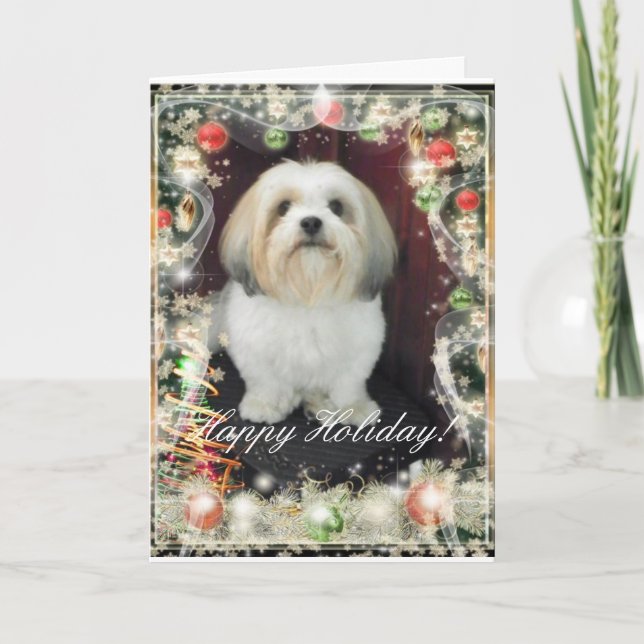 Cartão De Festividades ShihTzu Christmas Card (Frente)