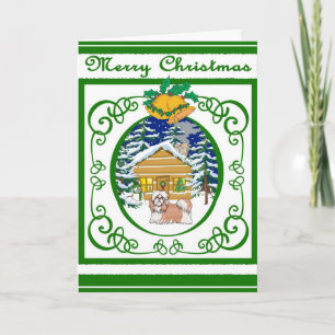 Cartão De Festividades Shihtzu Vintage Christmas