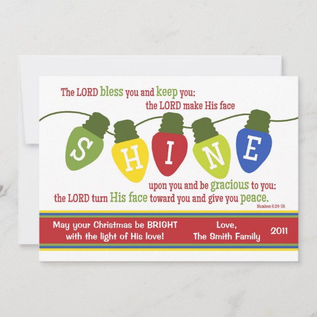 Cartão De Festividades SHINE Christmas Lights 2-Sided Scripture Card (Frente)