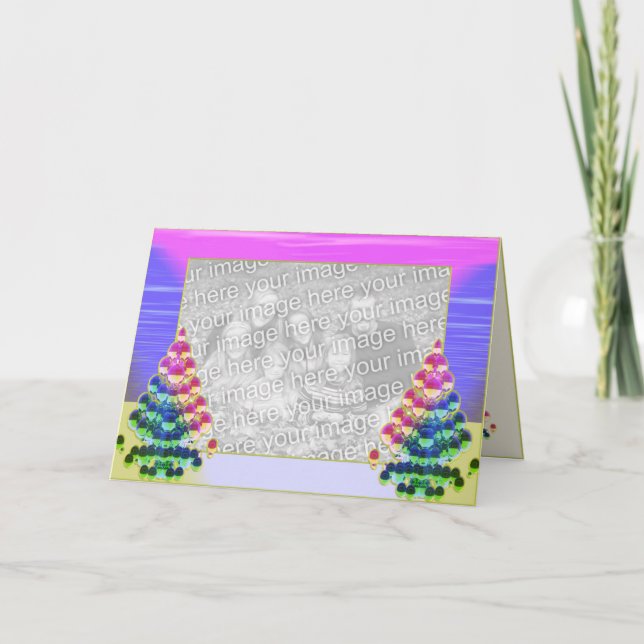 Cartão De Festividades Shiny Christmas Tree Greetings (photo frame) (Frente)