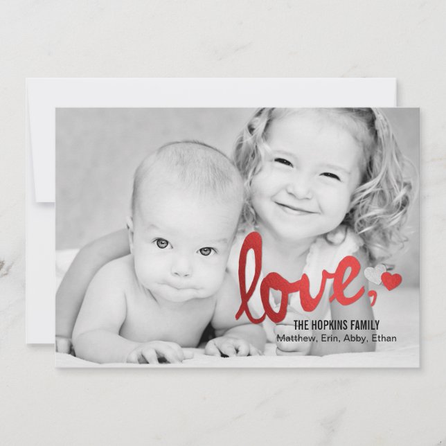 Cartão De Festividades Shiny Love Valentine's Day Photo Cards - Red (Frente)