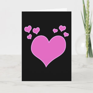 Cartão De Festividades Shocking Pink & Black Valentine's Day Card