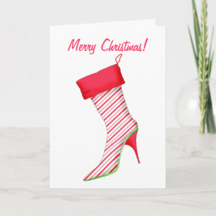 Cartão De Festividades Shoe Lover High Heel Boot Stocking Merry Christmas