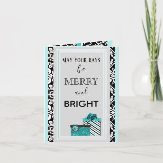 Cartão De Festividades Shwanky Teal Holiday Gift Greeting Card