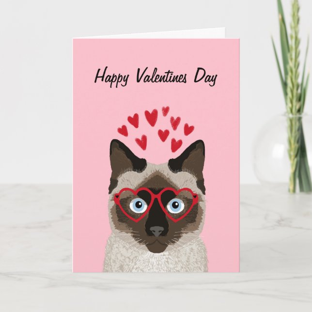 Cartão De Festividades Siamese Cat - cute valentines love card (Frente)