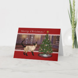 Cartão De Festividades Siamese Cat - Merry Christmas Greeting Card
