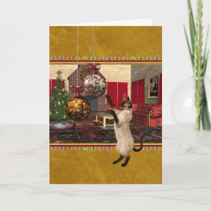 Cartão De Festividades Siamese Cat - Merry Christmas - Personalized Card